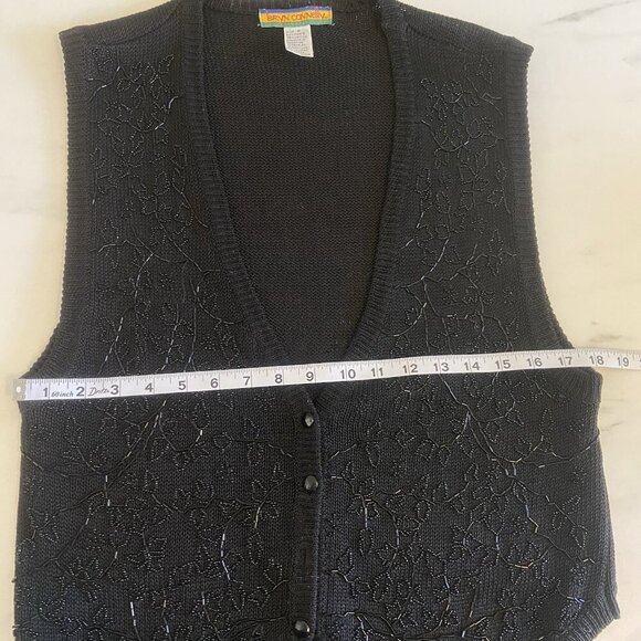 Bryn Connelly 90s Vintage Cotton Beaded Sweater Vest Cardigan Button Down Size S - Picture 12 of 13